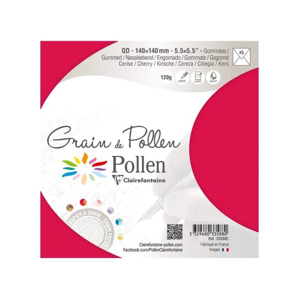 Paquet de 5 enveloppes Grain de Pollen 140x140mm 120g/m2