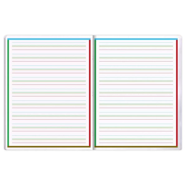 Cahier d&rsquo;&eacute;criture piqu&eacute; sp&eacute;cial Dys A4 48 pages cadre et lignes 4 couleurs Interligne 2 mm