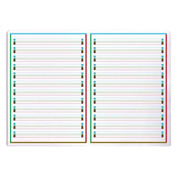 Cahier d&rsquo;&eacute;criture piqu&eacute; sp&eacute;cial Dys A4 48 pages cadre et lignes 4 couleurs Interligne 3 mm