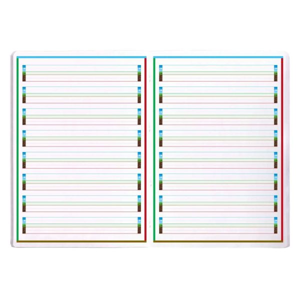 Cahier d&rsquo;&eacute;criture piqu&eacute; sp&eacute;cial Dys A4 48 pages cadre et lignes 4 couleurs Interligne 5 mm