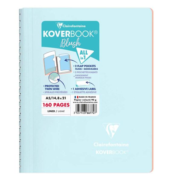 Cahier reliure int&eacute;grale enveloppante Koverbook Blush A5 160 pages lign&eacute; couverture polypropyl&egrave;ne opaque bicolore