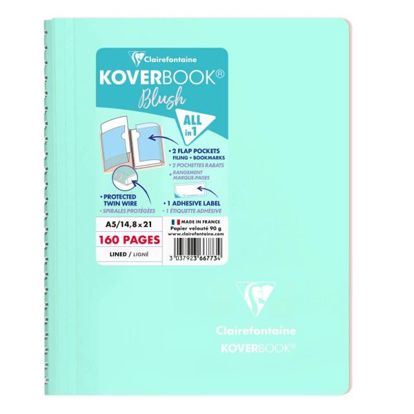 Cahier reliure int&eacute;grale enveloppante Koverbook Blush A5 160 pages lign&eacute; couverture polypropyl&egrave;ne opaque bicolore