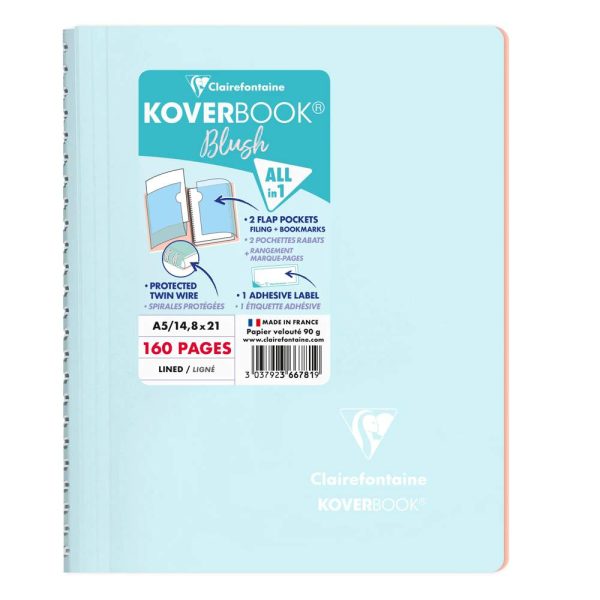 Carnet reliure int&eacute;grale enveloppante Koverbook Blush A5 160 pages lign&eacute; couverture polypropyl&egrave;ne opaque bicolore