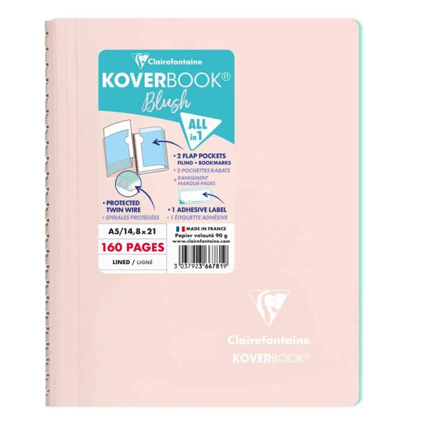 Carnet reliure int&eacute;grale enveloppante Koverbook Blush A5 160 pages lign&eacute; couverture polypropyl&egrave;ne opaque bicolore