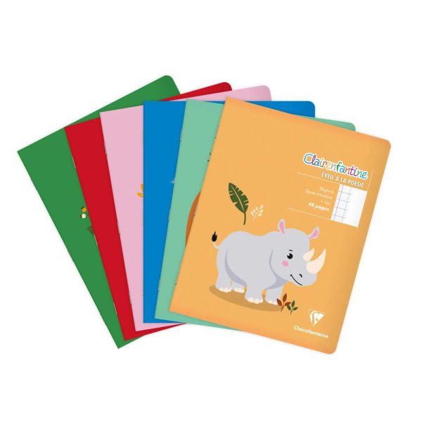 Cahier de po&eacute;sie piqu&eacute; Clairenfantine 17x22cm 48p grands carreaux + uni Couleur al&eacute;atoire
