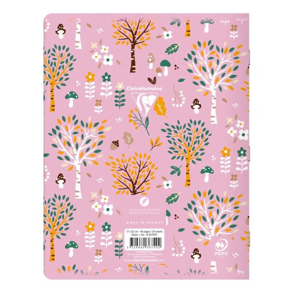 Cahier de po&eacute;sie piqu&eacute; Clairenfantine 17x22cm 48p grands carreaux + uni Couleur al&eacute;atoire