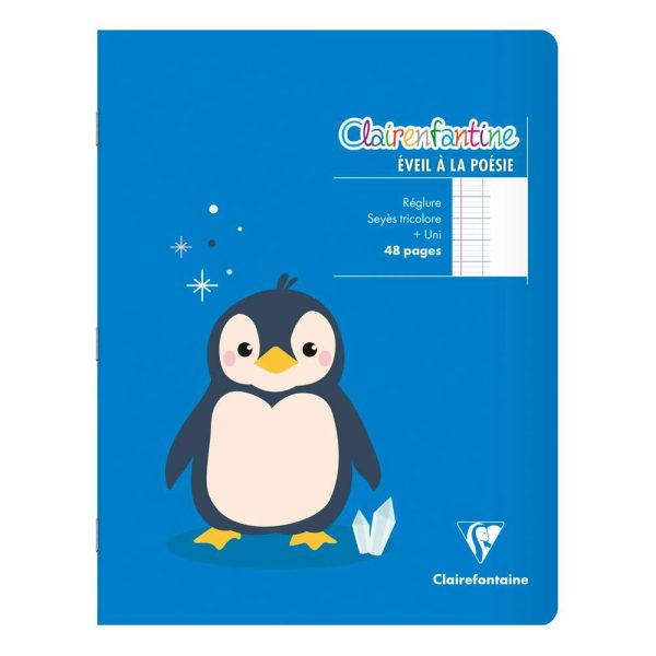 Cahier de po&eacute;sie piqu&eacute; Clairenfantine 17x22cm 48p grands carreaux + uni Couleur al&eacute;atoire