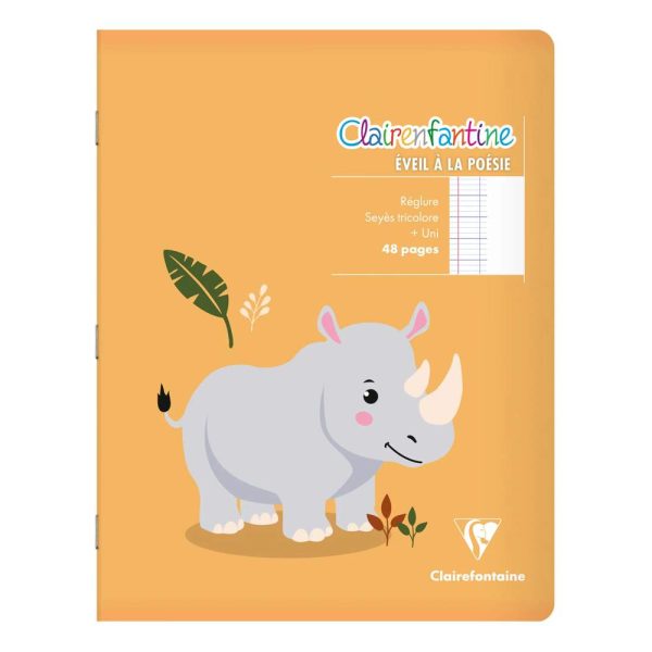 Cahier de po&eacute;sie piqu&eacute; Clairenfantine 17x22cm 48p grands carreaux + uni Couleur al&eacute;atoire