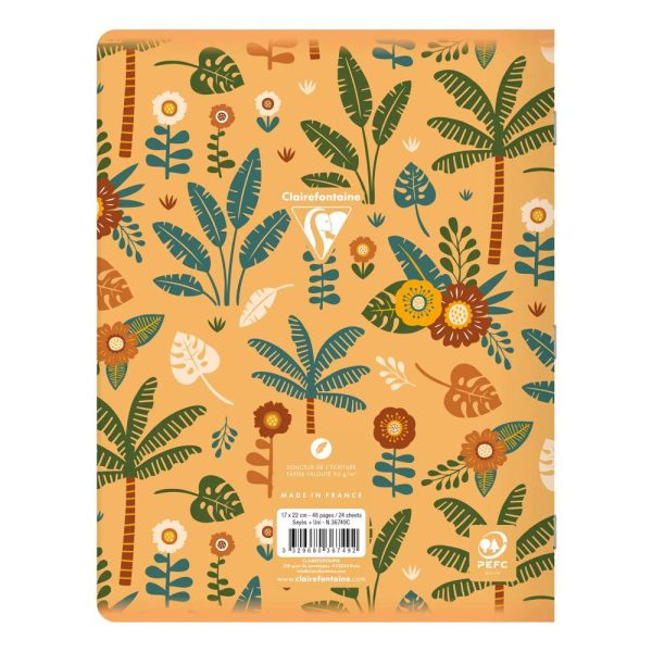 Cahier de po&eacute;sie piqu&eacute; Clairenfantine 17x22cm 48p grands carreaux + uni Couleur al&eacute;atoire