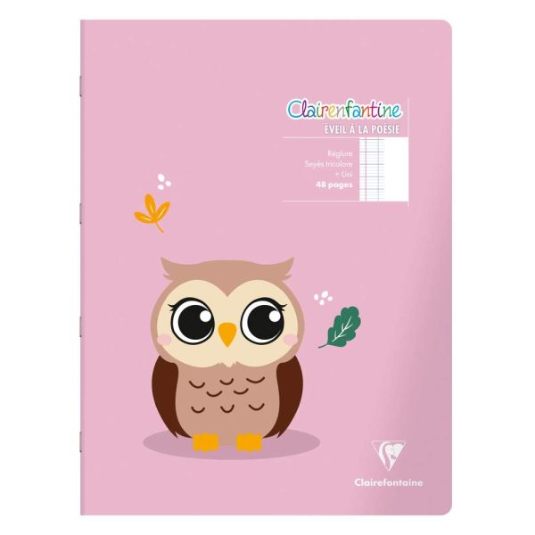 Cahier de po&eacute;sie piqu&eacute; Clairenfantine 24x32cm 48p grands carreaux + uni Couleur al&eacute;atoire