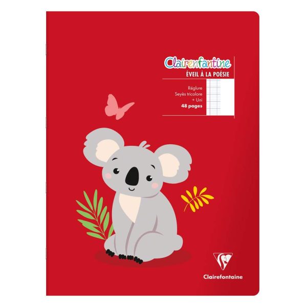 Cahier de po&eacute;sie piqu&eacute; Clairenfantine 24x32cm 48p grands carreaux + uni Couleur al&eacute;atoire