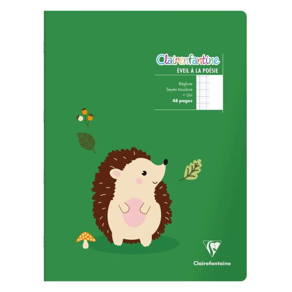 Cahier de po&eacute;sie piqu&eacute; Clairenfantine 24x32cm 48p grands carreaux + uni Couleur al&eacute;atoire