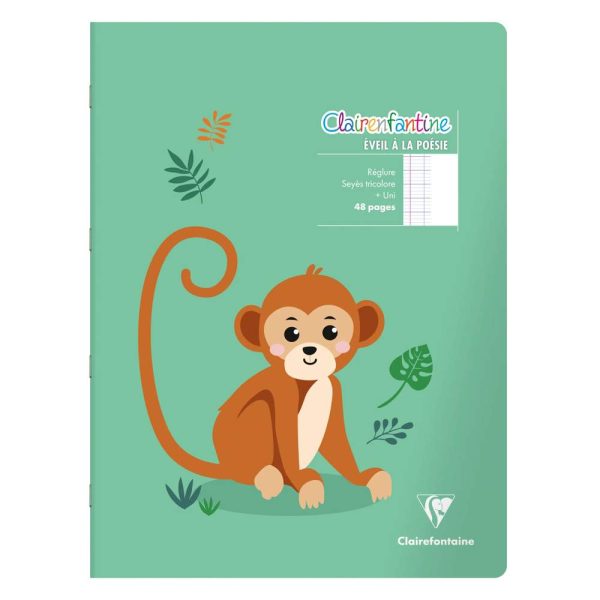 Cahier de po&eacute;sie piqu&eacute; Clairenfantine 24x32cm 48p grands carreaux + uni Couleur al&eacute;atoire