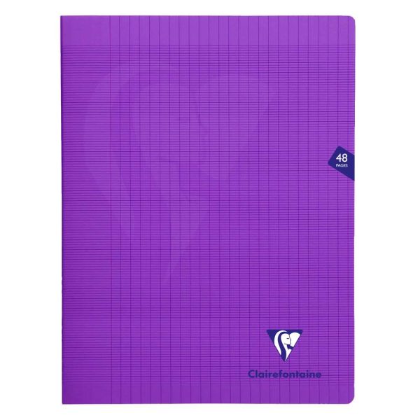 Cahier piqu&eacute; Mimesys 24x32cm 48 pages grands carreaux couverture polypropyl&egrave;ne Couleur al&eacute;atoire