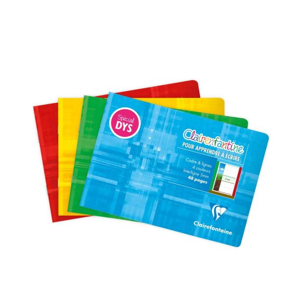 Cahier d&rsquo;&eacute;criture piqu&eacute; sp&eacute;cial Dys A6 paysage cm 48 pages cadre et lignes 4 couleurs Interligne 5 mm