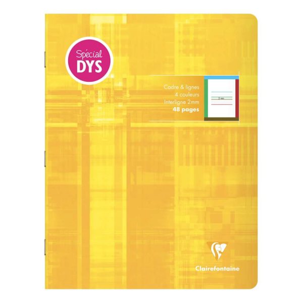 Cahier d&rsquo;&eacute;criture piqu&eacute; sp&eacute;cial Dys 17&times;22 cm 48 pages cadre et lignes 4 couleurs Interligne 2 mm