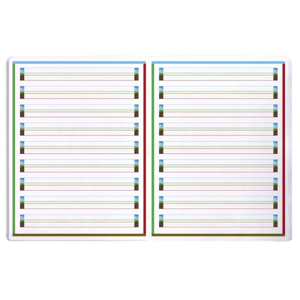 Cahier d&rsquo;&eacute;criture piqu&eacute; sp&eacute;cial Dys 17&times;22 cm 48 pages cadre et lignes 4 couleurs Interligne 3 mm
