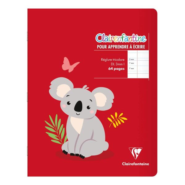 Cahier piqu&eacute; 17x22cm 64 pages double ligne 3mm + interligne + marge Couleur al&eacute;atoire
