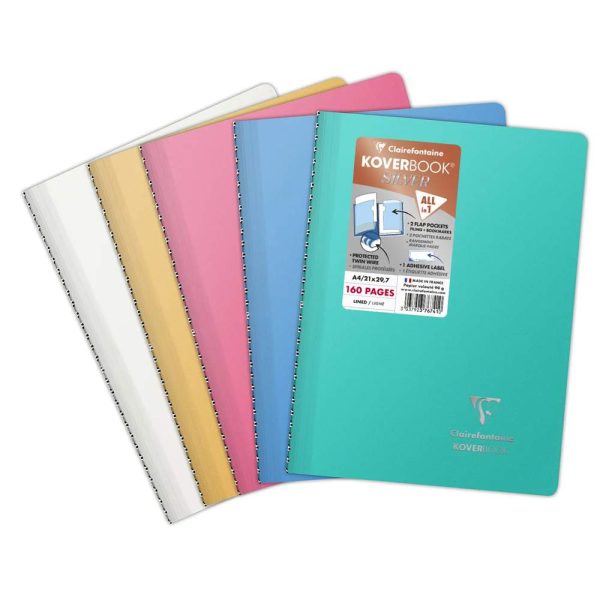 Cahier reliure int&eacute;grale enveloppante Koverbook Silver A4 160 pages lign&eacute; couverture polypropyl&egrave;ne opaque