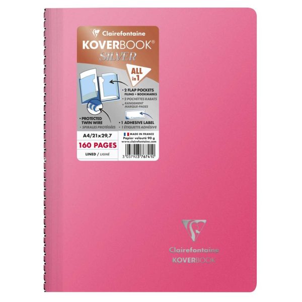 Cahier reliure int&eacute;grale enveloppante Koverbook Silver A4 160 pages lign&eacute; couverture polypropyl&egrave;ne opaque