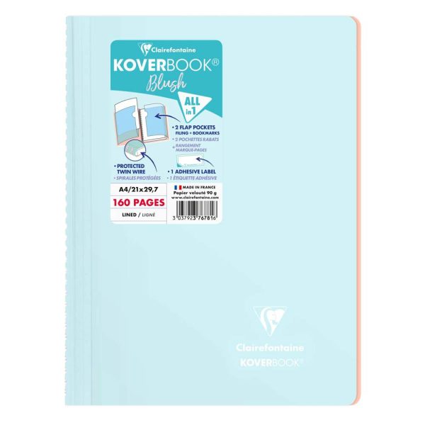 Cahier reliure int&eacute;grale enveloppante Koverbook Blush A4 160 pages lign&eacute; couverture polypropyl&egrave;ne opaque bicolore