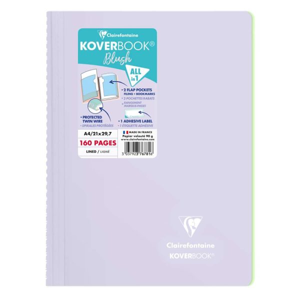 Cahier reliure int&eacute;grale enveloppante Koverbook Blush A4 160 pages lign&eacute; couverture polypropyl&egrave;ne opaque bicolore