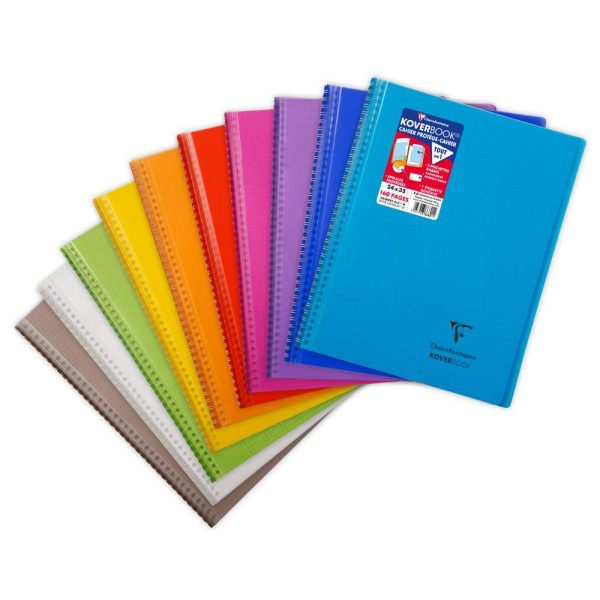 Cahier reliure int&eacute;grale enveloppante Koverbook 24x32cm 160 pages petits carreaux couverture polypropyl&egrave;ne transparent