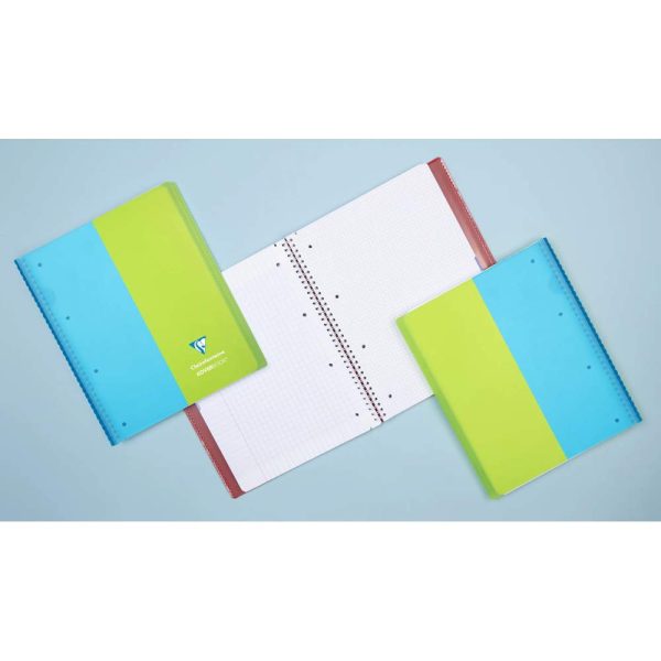 Cahier reliure int&eacute;grale enveloppante Koverbook TWIN A4+ 80 pages grands carreaux + 80 pages petits carreaux d&eacute;tachables perfor&eacute; 4 trous couverture polypropyl&egrave;ne bicolore