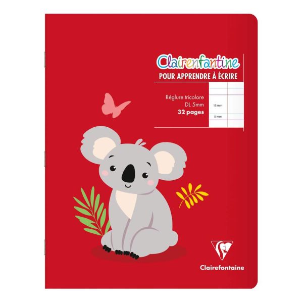 Cahier piqu&eacute; 17&times;22 cm 32 pages double ligne 5 mm + marge