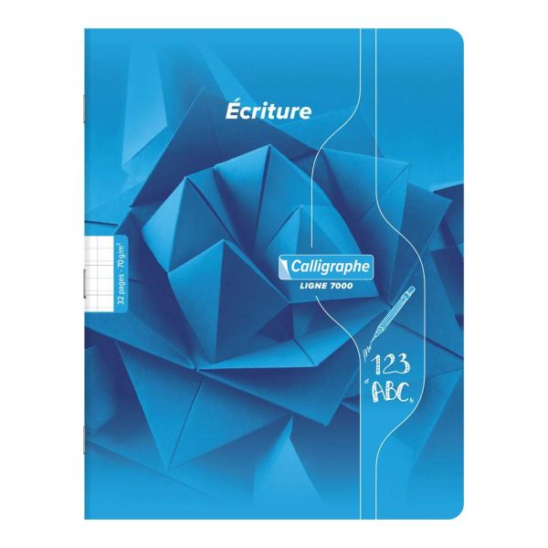 Cahier d&rsquo;&eacute;criture piqu&eacute; 7000 17&times;22 cm 32 pages double ligne 2 mm + interligne verticale 70 g