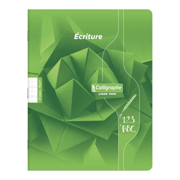 Cahier d&rsquo;&eacute;criture piqu&eacute; 7000 17&times;22 cm 32 pages double ligne 2 mm + interligne verticale 70 g