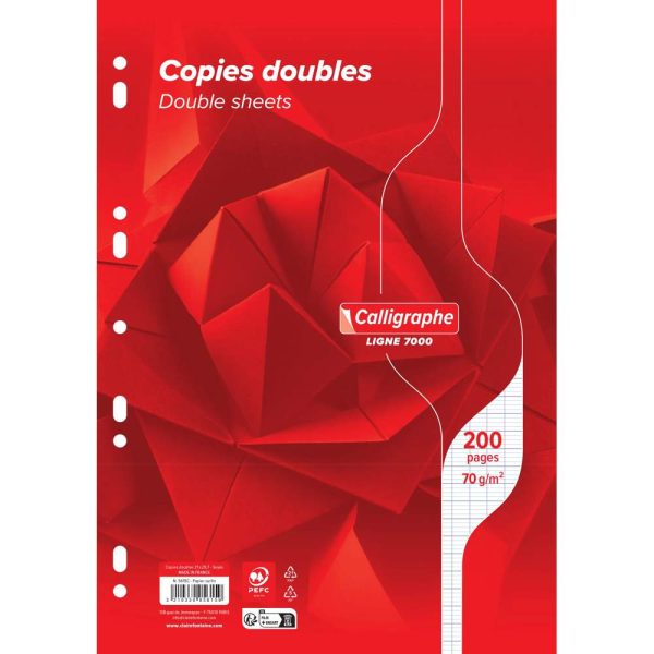 Copies doubles 7000 sous film A4 200 pages perfor&eacute;es grands carreaux 70 g