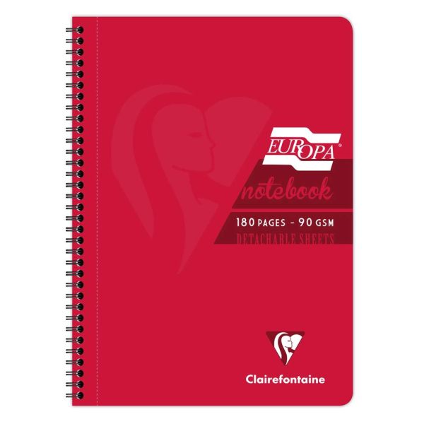 Cahier reliure int&eacute;grale EUROPA GLOSSY A4 180 pages d&eacute;tachables micro-perfor&eacute;es lign&eacute; + marge