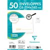 Paquet de 50 Enveloppes Blanches C6-114x162 mm - Pr&eacute;cas&eacute;es - Auto-Adh&eacute;sives - 80g/m2
