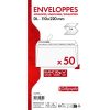 Paquet de 50 Enveloppes Blanches DL-110x220mm - Auto-Adh&eacute;sives - 80g/m2