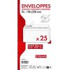 Paquet de 25 Enveloppes Blanches DL- 110x220mm - Auto-Adh&eacute;sives - 80g/m2