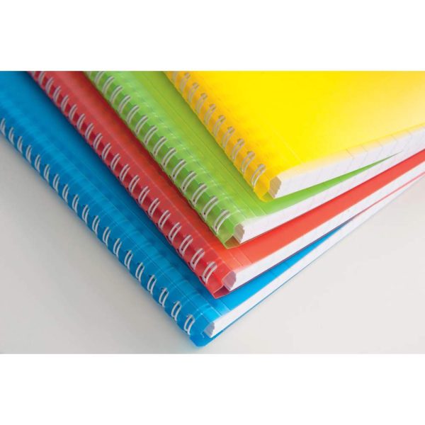 Cahier reliure int&eacute;grale enveloppante Koverbook A4+ 160 pages lign&eacute; + marge d&eacute;tachables perfor&eacute; 4 trous couverture polypropyl&egrave;ne transparent