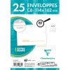 Paquet de 25 Enveloppes Blanches C6-114x162 mm - Pr&eacute;cas&eacute;es - Auto-Adh&eacute;sives - 80g/m2