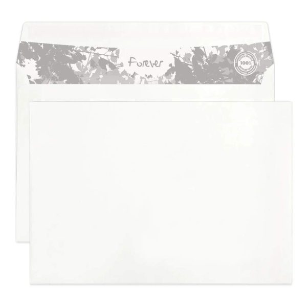 Boite de 500 Enveloppes Forever Blanches 100% Recycl&eacute; C5-162x229mm &ndash; Auto-Adh&eacute;sives &ndash; 80g/m2