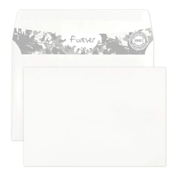 Paquet de 50 Enveloppes Forever 100% Recycl&eacute; C6-114x162mm Auto-Adh&eacute;sives &ndash; 80g/m2