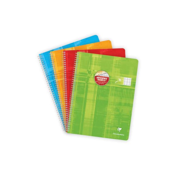 Cahier reliure int&eacute;grale d&eacute;ficients visuels 24x32cm 100 pages grands carreaux noirs 2,5mm agrandis 10&times;10 Couleur al&eacute;atoire