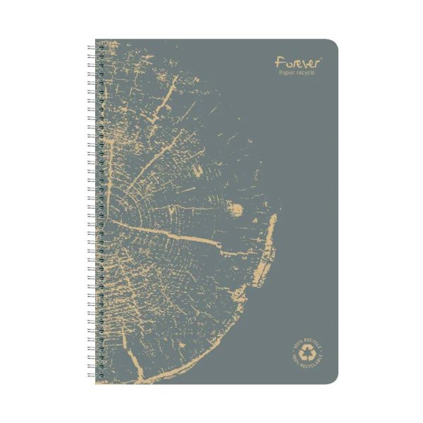 Cahier reliure int&eacute;grale FOREVER PREMIUM 100% recycl&eacute; A4 120 pages d&eacute;tachables micro-perfor&eacute;es petits carreaux papier recycl&eacute; blanc 90 g