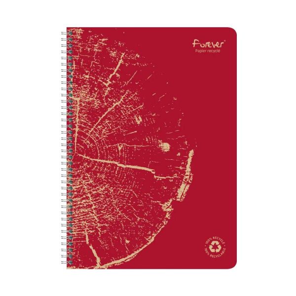 Cahier reliure int&eacute;grale FOREVER PREMIUM 100% recycl&eacute; A4 120 pages d&eacute;tachables micro-perfor&eacute;es petits carreaux papier recycl&eacute; blanc 90 g