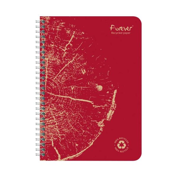 Carnet reliure int&eacute;grale FOREVER PREMIUM 100% recycl&eacute; A5 120 pages d&eacute;tachables micro-perfor&eacute;es petits carreaux papier blanc 90 g