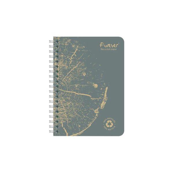 Carnet reliure int&eacute;grale FOREVER PREMIUM 100% recycl&eacute; A6 120 pages d&eacute;tachables micro-perfor&eacute;es lign&eacute; papier blanc 90 g