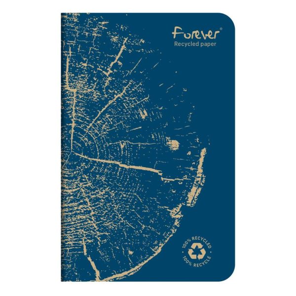 Carnet piqu&eacute; FOREVER PREMIUM 100% recycl&eacute; 9x14cm 96 pages petits carreaux papier recycl&eacute; blanc 90 g