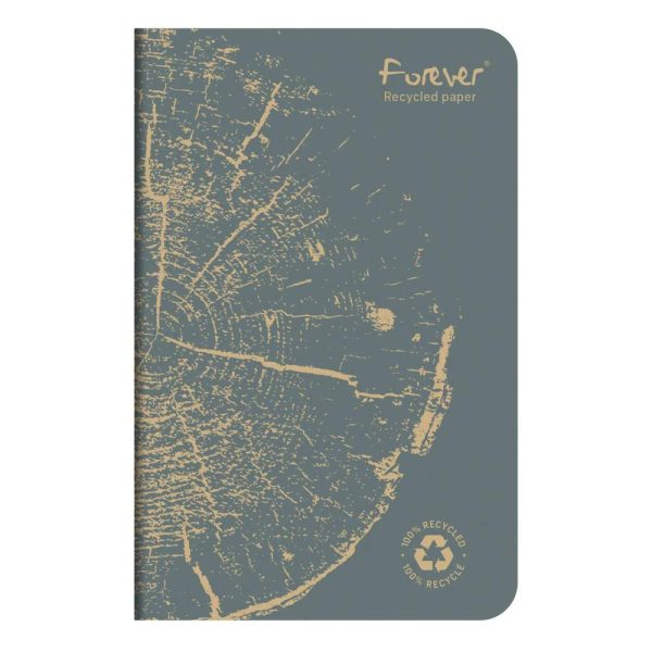 Carnet piqu&eacute; FOREVER PREMIUM 100% recycl&eacute; 9x14cm 96 pages petits carreaux papier recycl&eacute; blanc 90 g