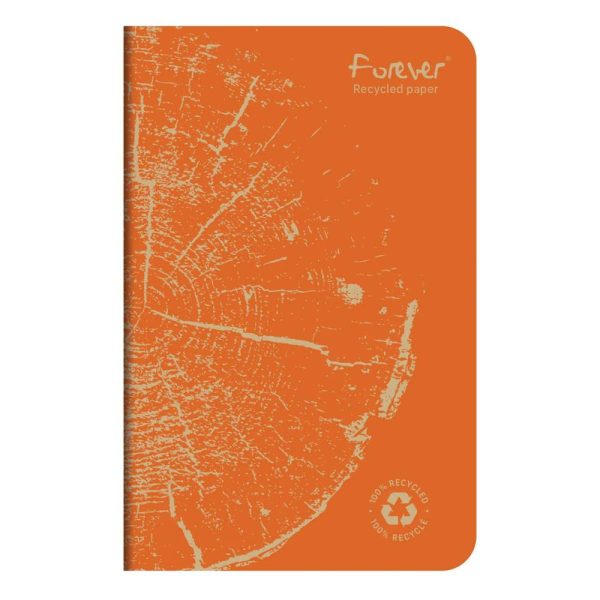 Carnet piqu&eacute; FOREVER PREMIUM 100% recycl&eacute; 9x14cm 96 pages petits carreaux papier recycl&eacute; blanc 90 g