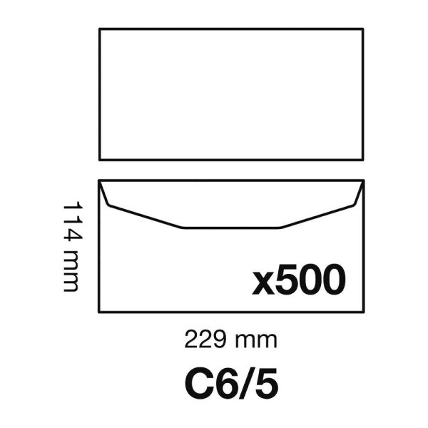 Boite de 500 Enveloppes Blanches DL2-114x229mm &ndash; Gomm&eacute;e M&eacute;canisable &ndash; 80g/m2 &ndash; pour machine de mise sous pli automatiquE