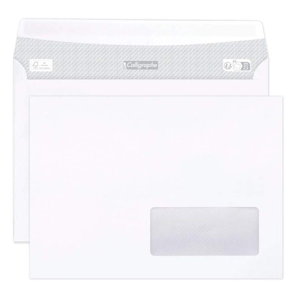 Boite de 500 Enveloppes Blanches C5-162x229mm &ndash; Auto-Adh&eacute;sives &ndash; 80g/m2 -Fen&ecirc;tre Papier Cristal 45&times;100 (position 20/20)